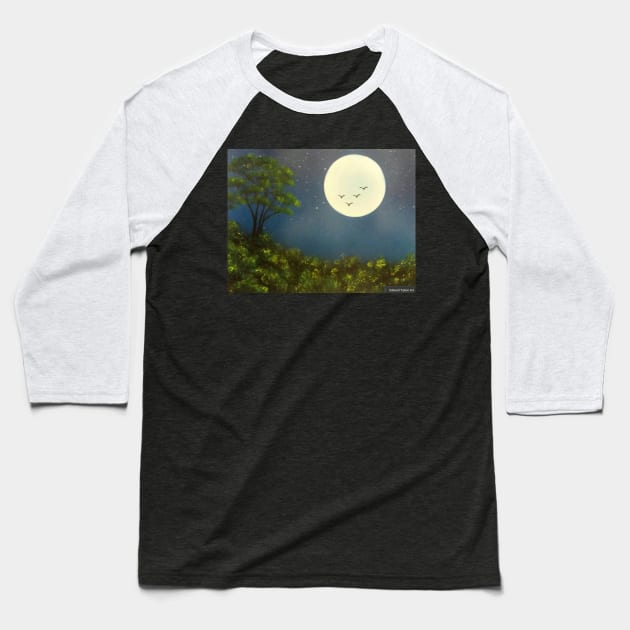 Super Moon Baseball T-Shirt by Edwardtiptonart